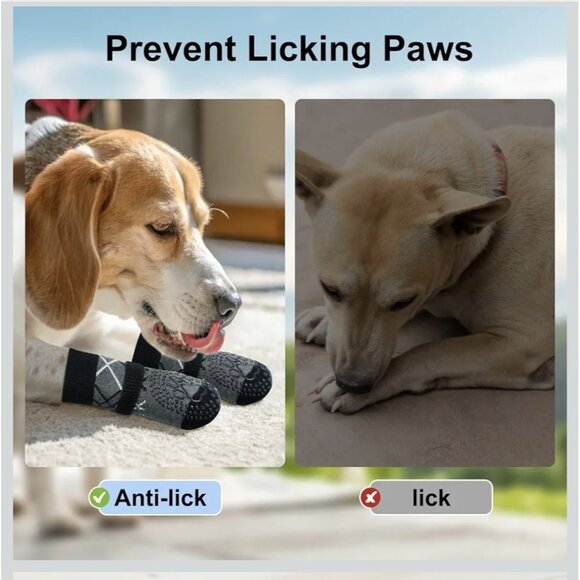 BEAUTYZOO 6PCS Dog Socks to Prevent Licking Paws for Cold Pavement, Winter S/M - Picture 4 of 5